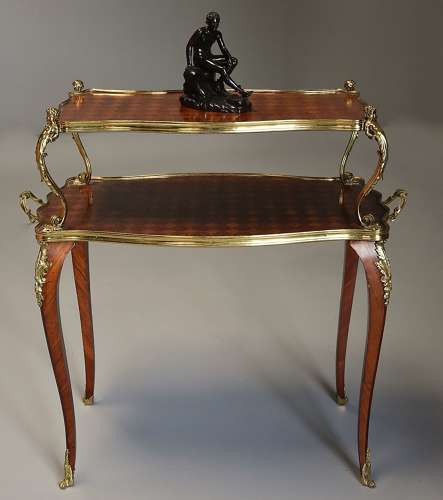 Fine quality French 19th century Kingwood two tier serpentine etagere
