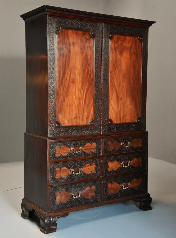 Superb quality mid 19thc mahogany press cupboard in the 18thc style