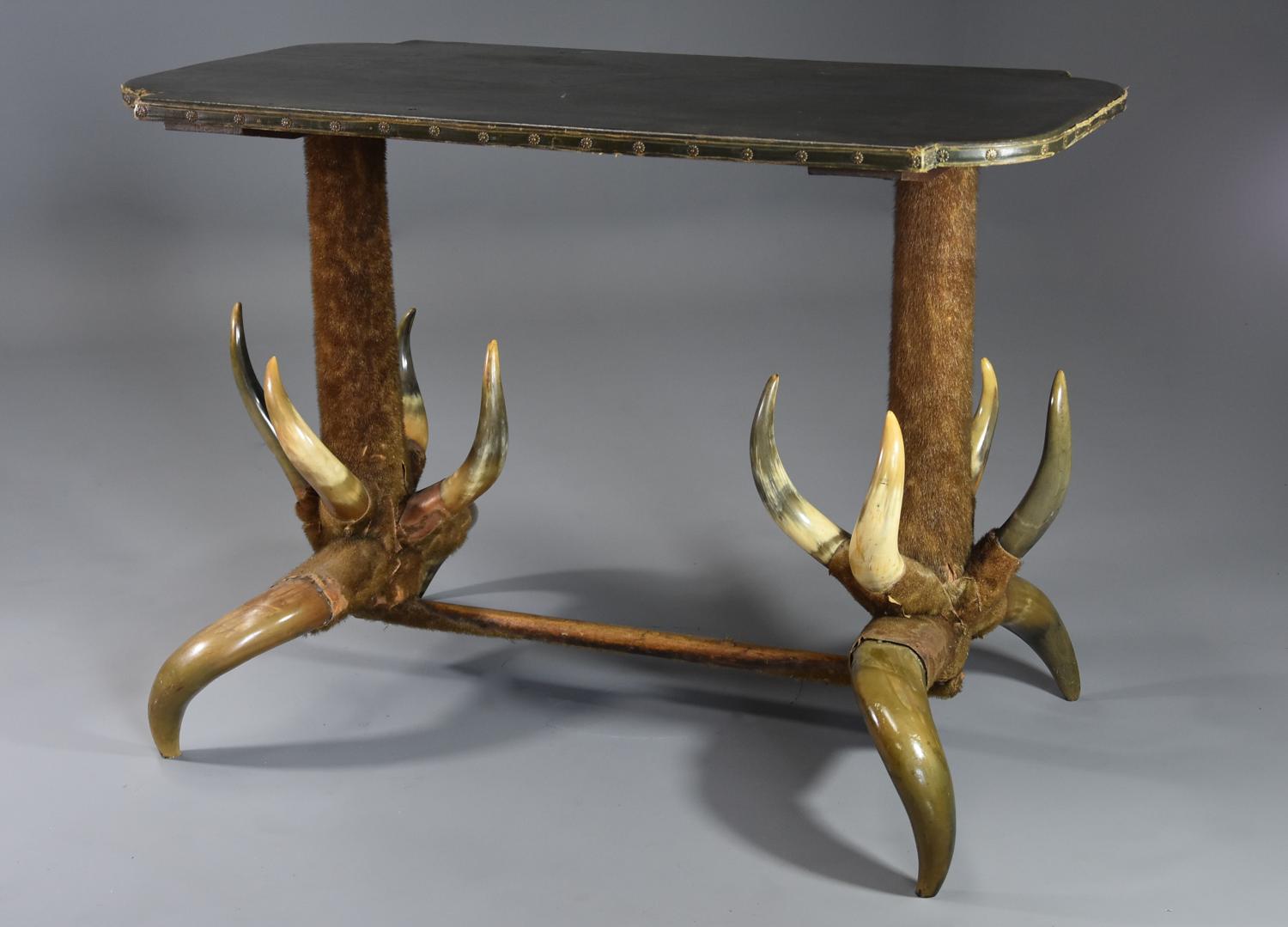 Late 19thc highly decorative & unusual German cow horn table