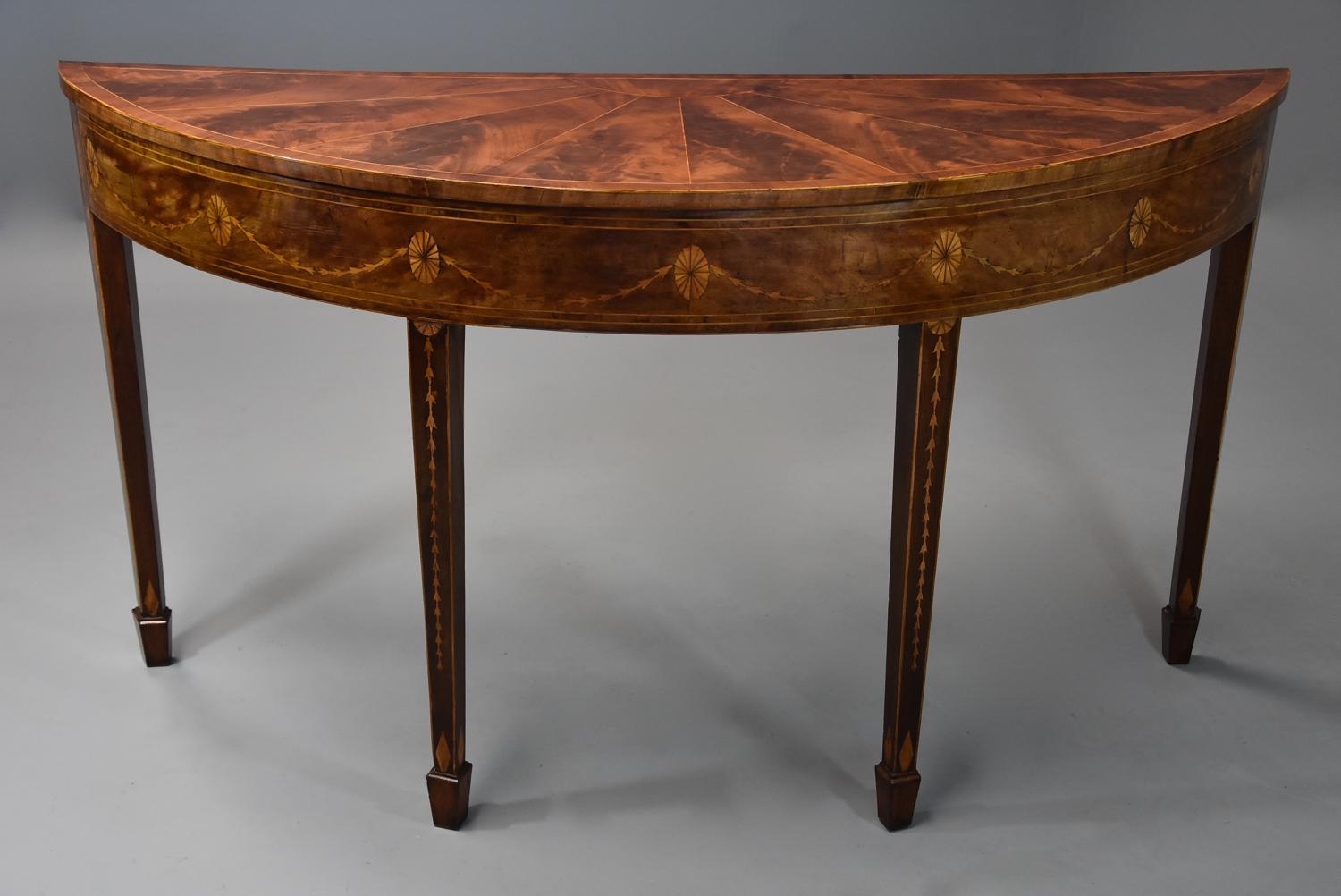 Rare 18thc semi-elliptical mahogany side table with superb patina