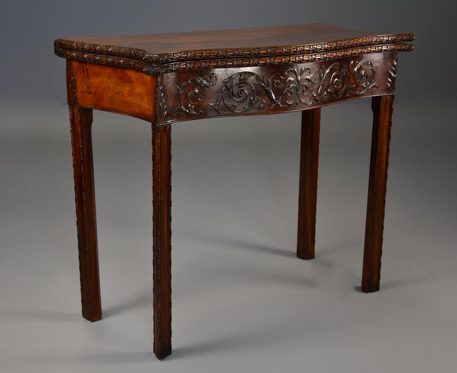 Late 19thc Chippendale style mahogany serpentine shaped card table