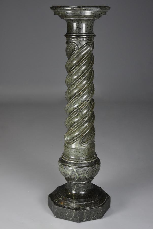 French mid 19th century green serpentine marble column