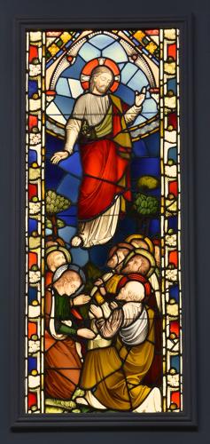 Stunning large-scale 19thc & earlier stained glass triptych