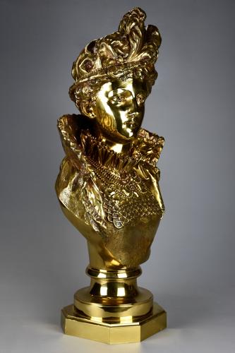 19thc French gilt bronze bust of a Victorian lady by Rancoulet