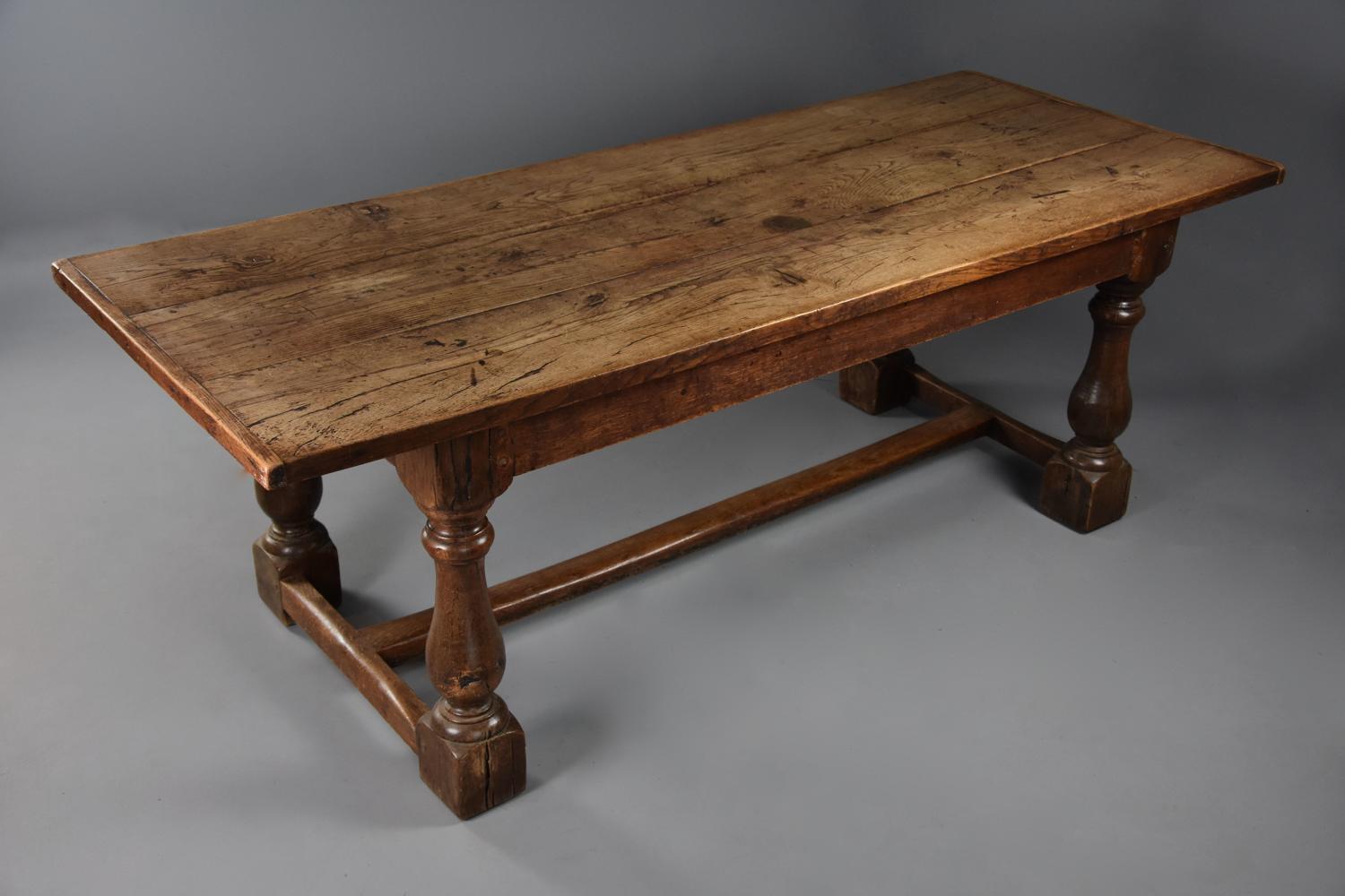 19th century Arts & Crafts oak refectory table with fine faded patina