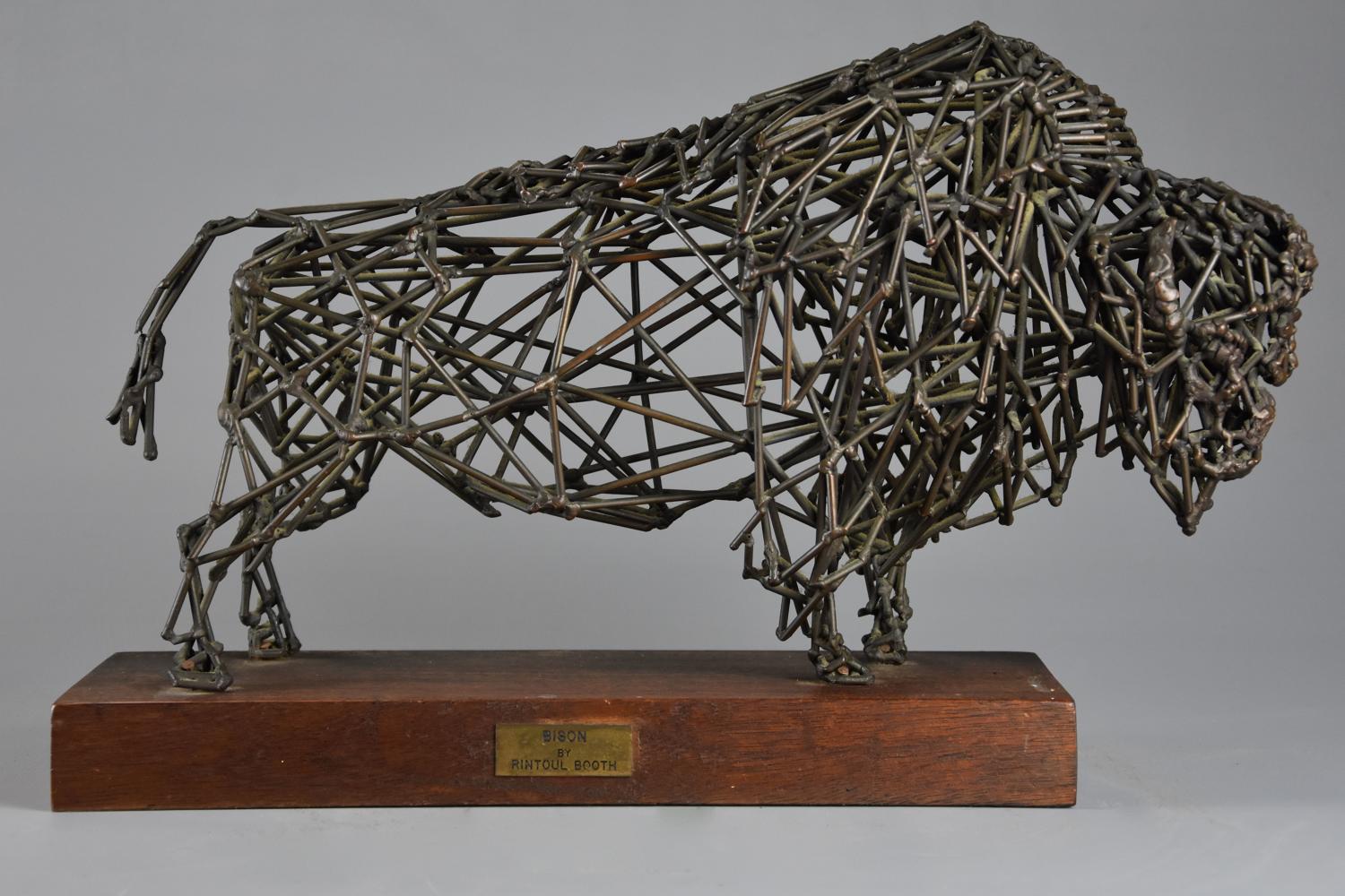 Bronze wirework sculpture of a ‘Bison' by Daniel Rintoul Booth