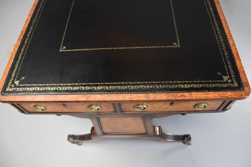 Fine quality Regency style six drawer oak writing table