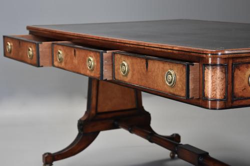 Fine quality Regency style six drawer oak writing table