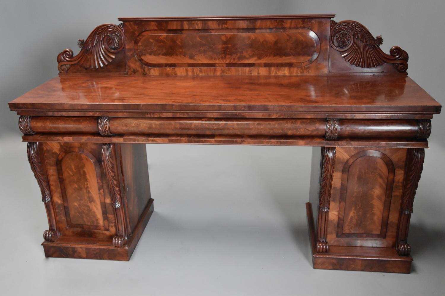 Fine quality mid 19th century mahogany pedestal sideboard
