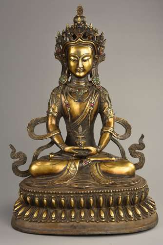 Early 20thc Tibetan figure of Buddha Bhaisajyaguru, Buddha of Medicine