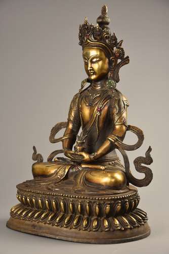 Early 20thc Tibetan figure of Buddha Bhaisajyaguru, Buddha of Medicine