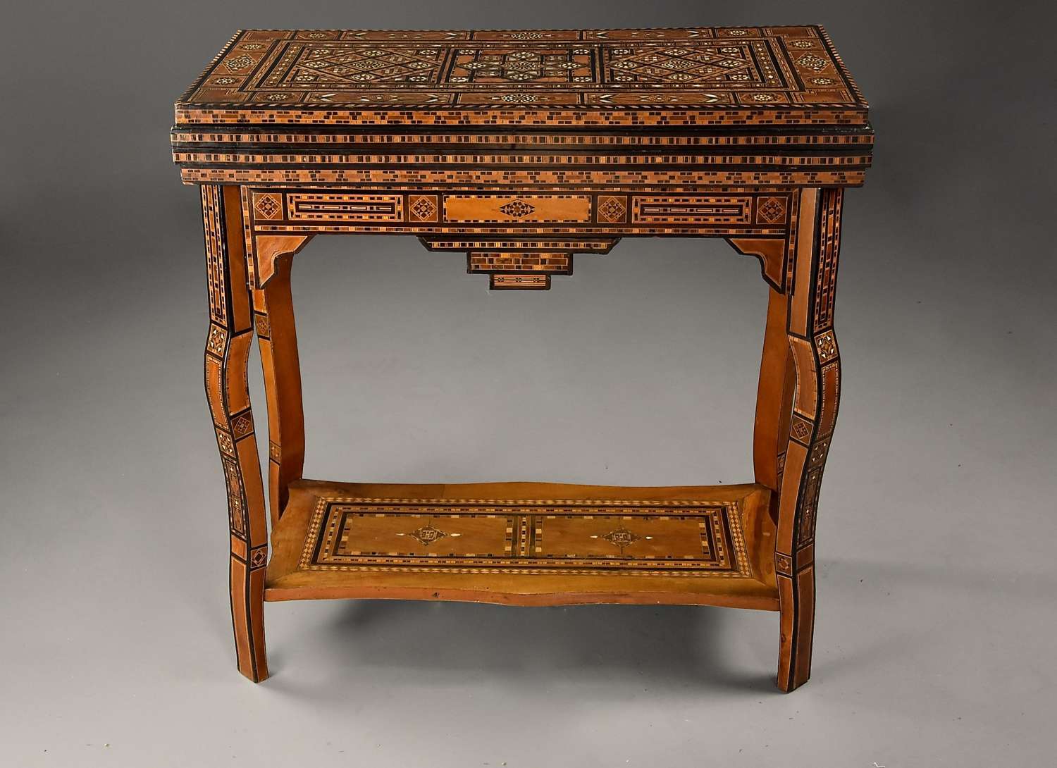 Highly decorative early 20thc Middle Eastern Damascus games table
