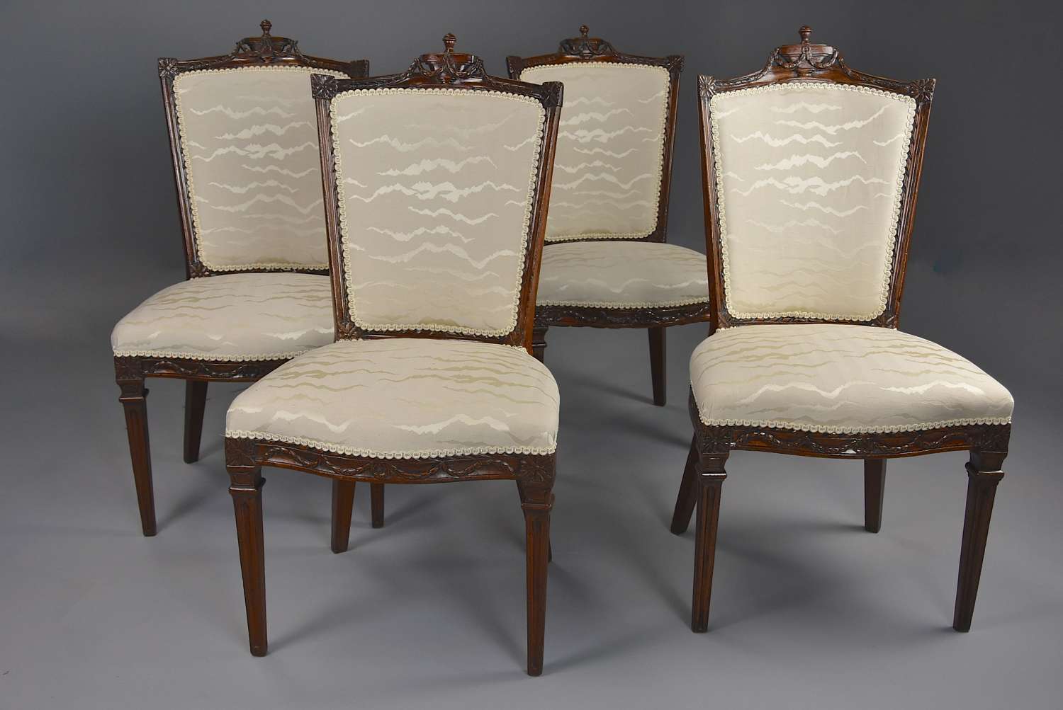 Set of four late 18thc Continental walnut chairs, possibly Italian
