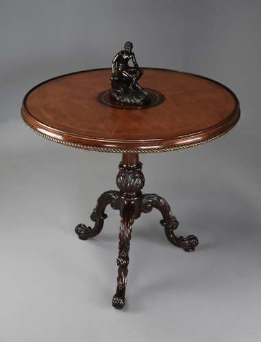 Fine quality 18th century Rococo style mahogany leather top tripod table