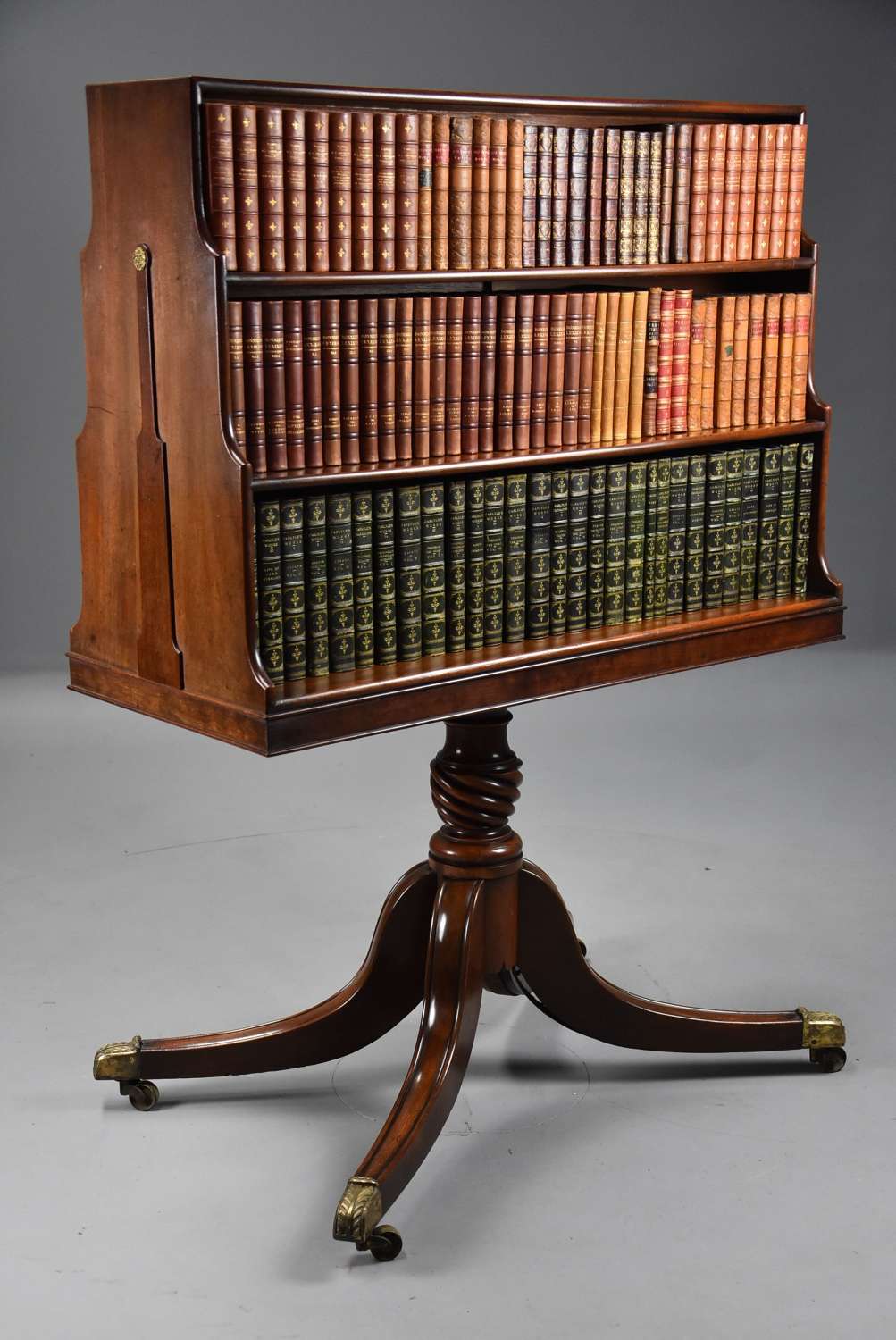 Extremely rare late 18th century mahogany pedestal waterfall bookcase