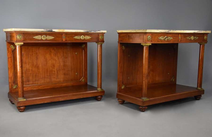Pair of 19thc French Empire style console tables, stamped 'Krieger'