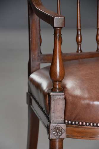 Rare & superb pair of French late 18thc Directoire walnut armchairs