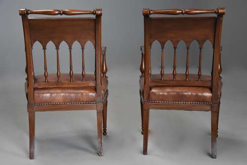 Rare & superb pair of French late 18thc Directoire walnut armchairs