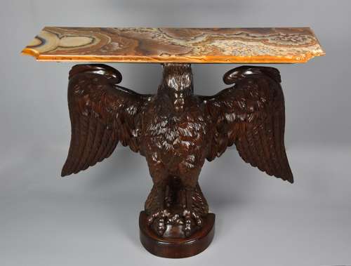 Exceptional large 18thc carved walnut eagle table or eagle carving