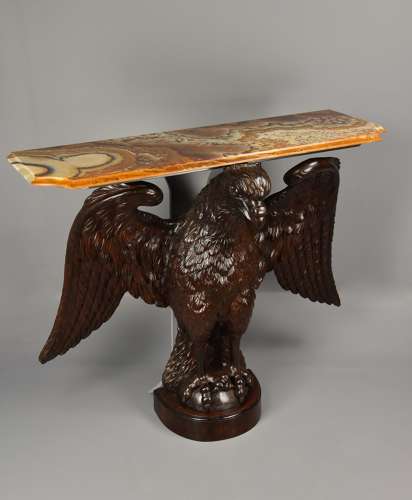 Exceptional large 18thc carved walnut eagle table or eagle carving
