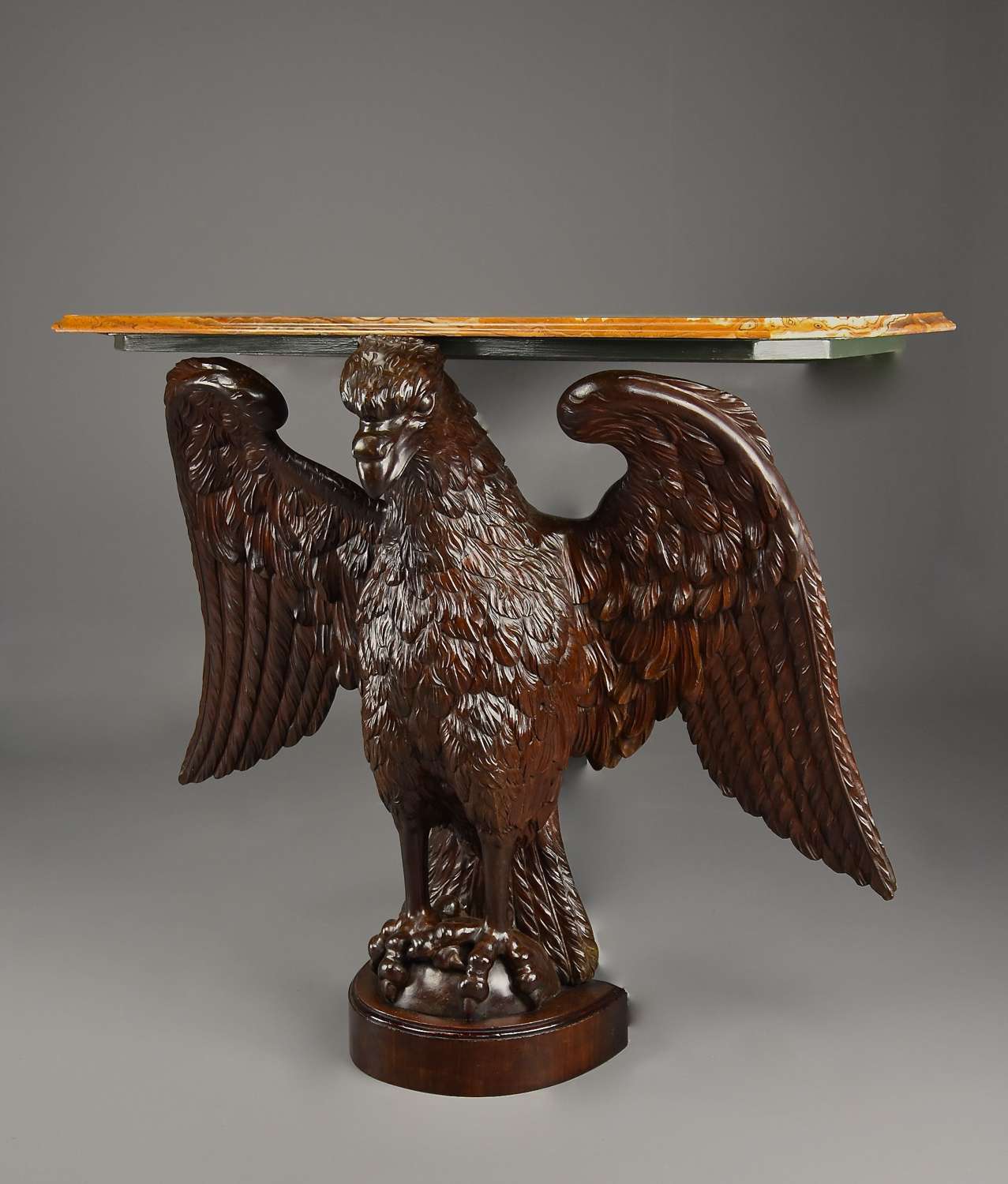 Exceptional late 18thc large Baroque style carved walnut eagle table