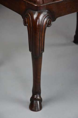 Late 19thc walnut cabriole leg stool in the Queen Anne style