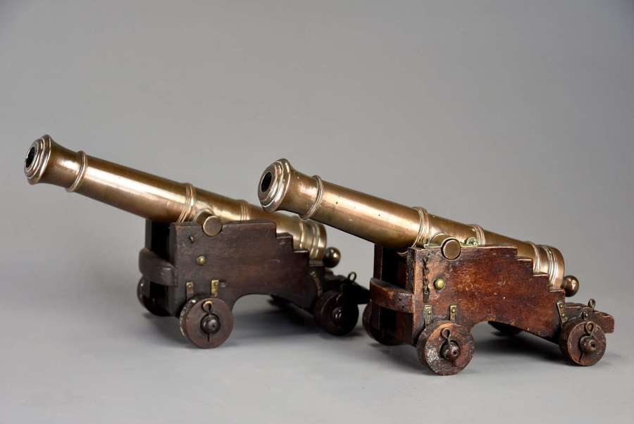 Pair of 19th century naval desk cannon