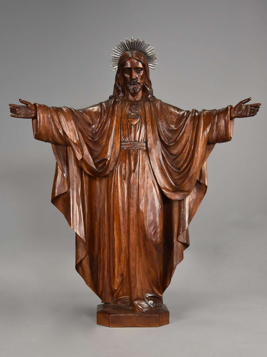 Large finely carved limewood figure of Christ the Redeemer