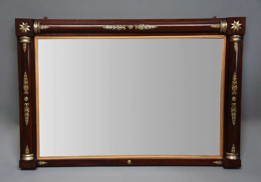 Early 19th century fine quality Regency rosewood overmantle mirror