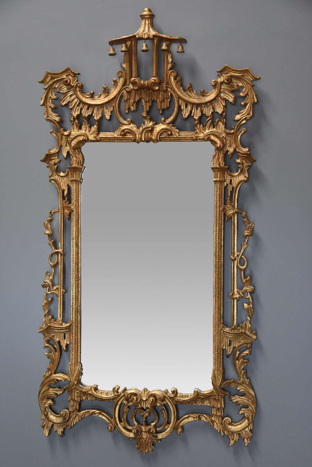 Fine quality Chinese Chippendale style carved giltwood mirror