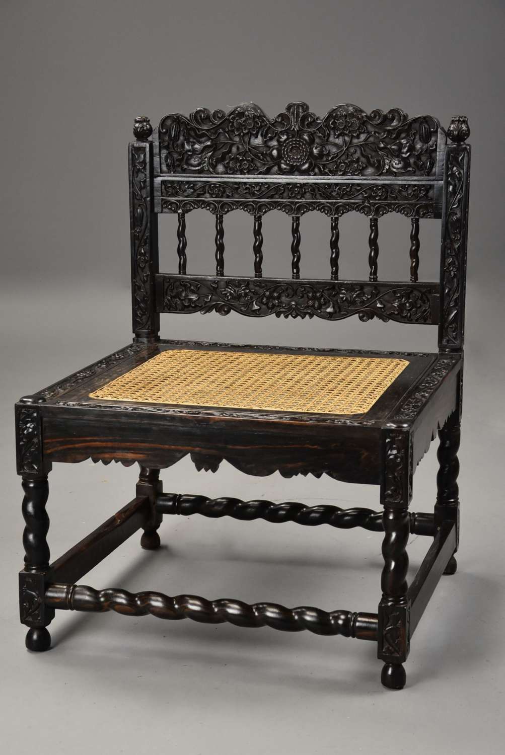 Superb quality 17thc carved ebony chair from The Coromandel Coast