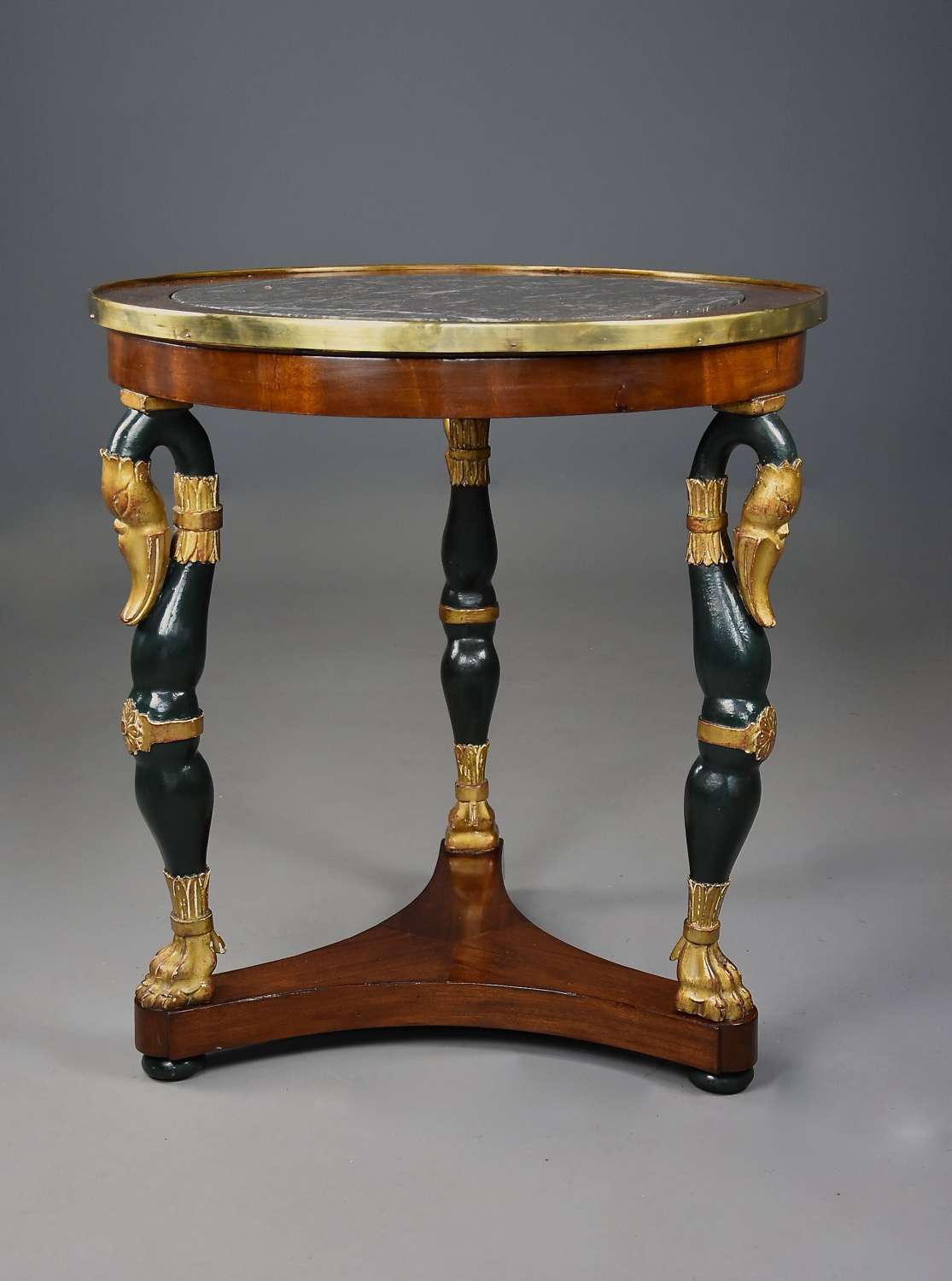 Early 19thc French Empire mahogany Gueridon table with marble top