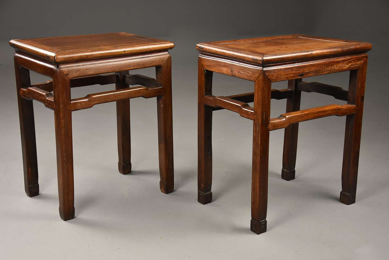 Near pair of late 19thc Chinese Ming style lamp tables or stands