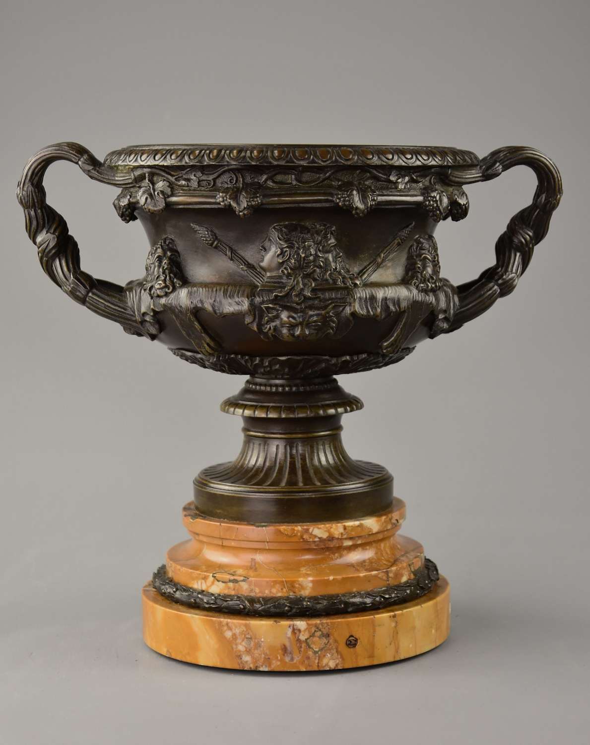 19th century Grand Tour bronze reduction of 'The Warwick Vase'