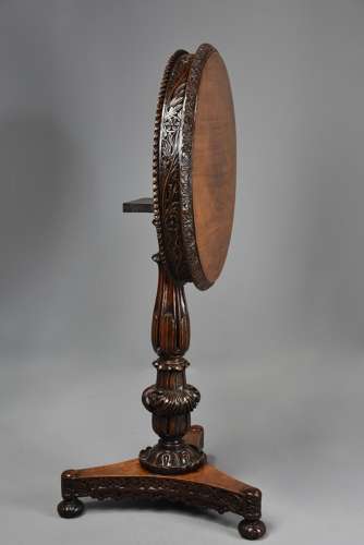 Mid 19thc Anglo Indian padouk circular tilt top occasional table