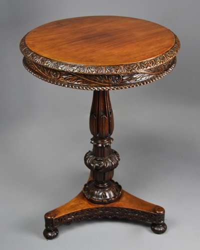 Mid 19thc Anglo Indian padouk circular tilt top occasional table
