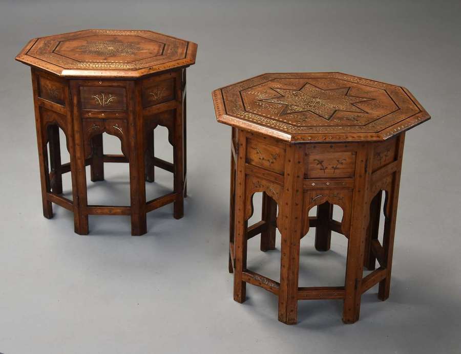 Near pair of highly decorative late 19thc Anglo Indian inlaid tables