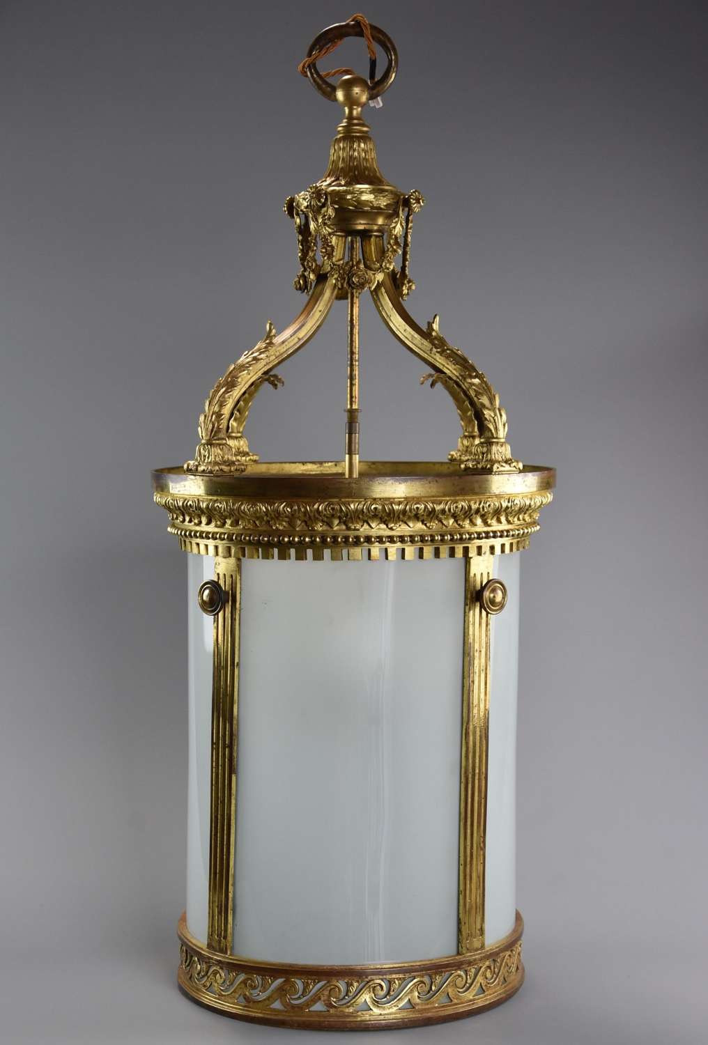 Large 19thc fine quality French gilt bronze circular hall lantern