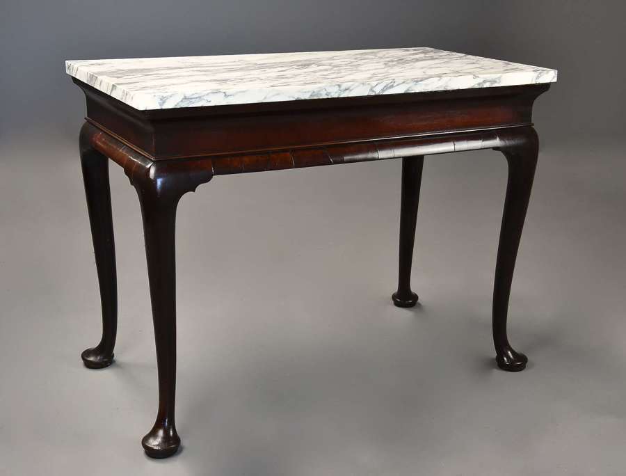 Exceptionally rare 18thc George II walnut centre table with marble top