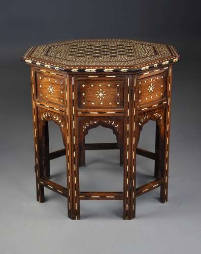Fine quality late 19thc Anglo Indian Hoshiarpur inlaid table