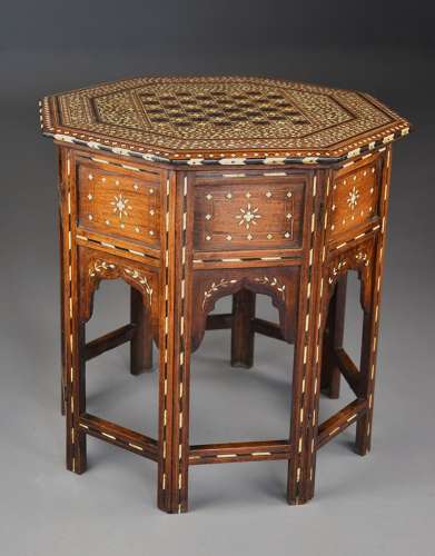 Fine quality late 19thc Anglo Indian Hoshiarpur inlaid table