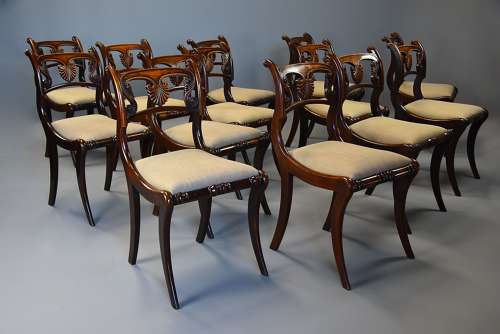 Fine quality set of thirteen Regency simulated rosewood dining chairs