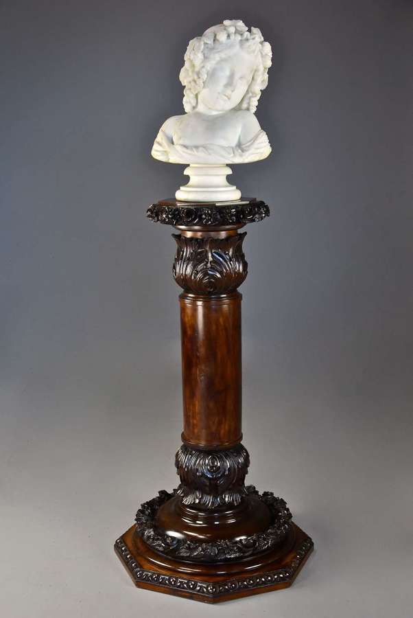Late 19th century finely carved birch pedestal of large proportions