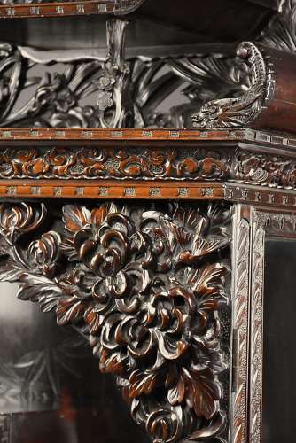 Superb quality 19thc Meiji hardwood Japanese glazed display cabinet