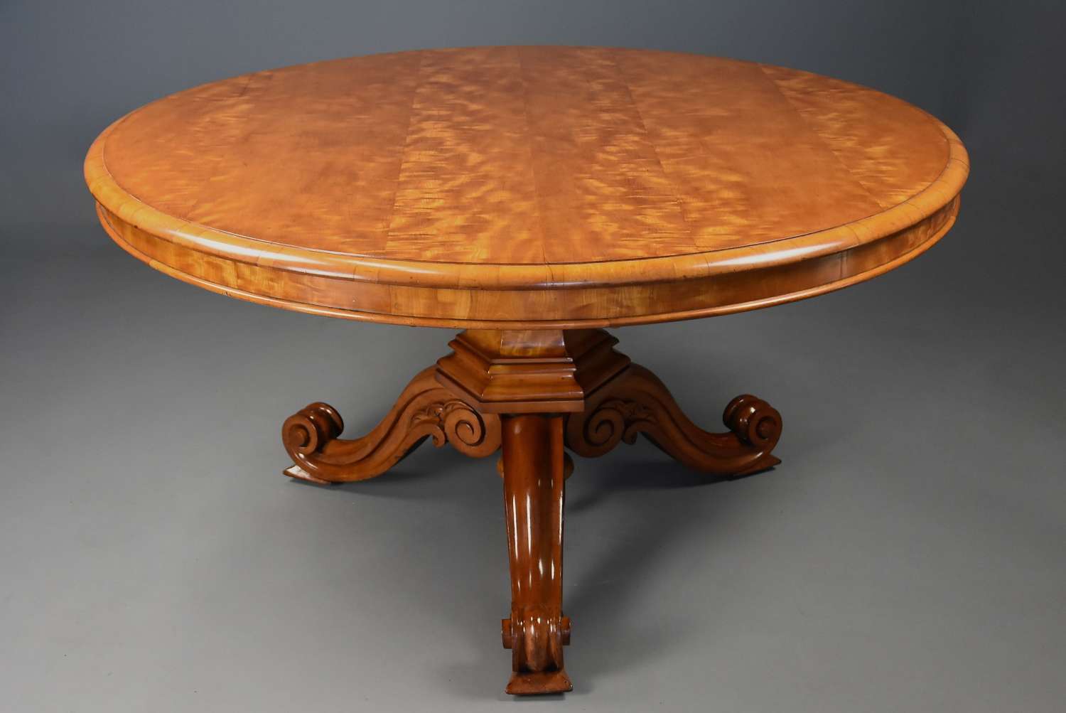 Rare mid 19th century satin birch tilt top breakfast table