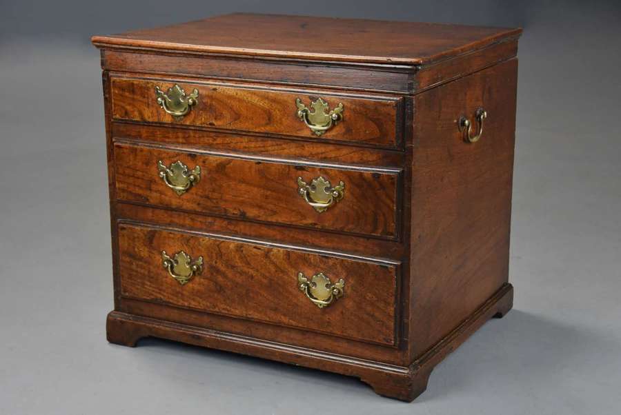 18thc elm box in the form of a small chest of drawers of superb patina