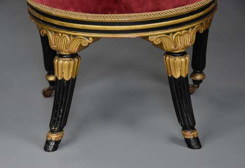 Rare early 19th century English Regency ebonised and gilt side chair