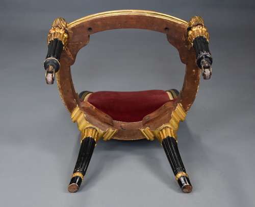 Rare early 19th century English Regency ebonised and gilt side chair