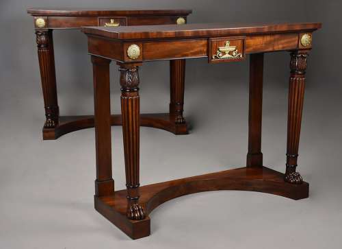 Fine quality pair of Regency mahogany console tables