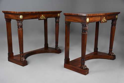 Fine quality pair of Regency mahogany console tables